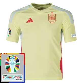 Goedkope Spanje Uitshirt EK 2024 Patch Set Voetbalshirts Korte Mouw Kopen