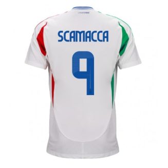 Italië Gianluca Scamacca #9 Uitshirt EK 2024 Voetbalshirts Korte Mouw