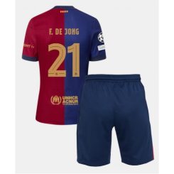 Kids Barcelona Frenkie de Jong #21 Thuisshirt 2024-2025 Korte Mouw (+ Korte broeken)