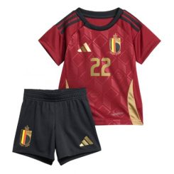 Kids België Jeremy Doku #22 Thuisshirt EK 2024 Voetbalshirts Korte Mouw (+ Korte broeken)-1