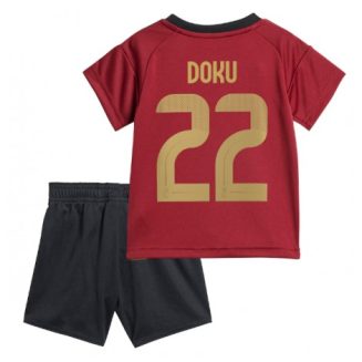 Kids België Jeremy Doku #22 Thuisshirt EK 2024 Voetbalshirts Korte Mouw (+ Korte broeken)