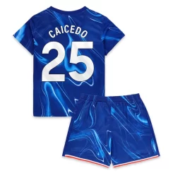 Kids Chelsea Moises Caicedo #25 Thuisshirt 2024-2025 Korte Mouw (+ Korte broeken)