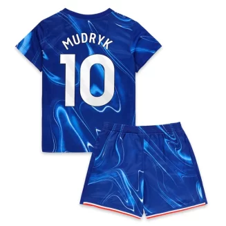 Kids Chelsea Mykhaylo Mudryk #10 Thuisshirt 2024-2025 Korte Mouw (+ Korte broeken)