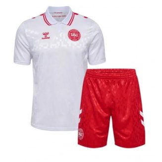 Kids Denemarken Uitshirt EK 2024 Voetbalshirts Korte Mouw (+ Korte broeken)
