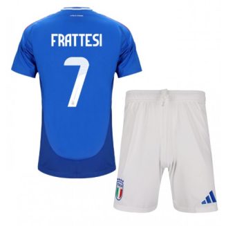 Kids Italië Davide Frattesi #7 Thuisshirt EK 2024 Voetbalshirts Korte Mouw (+ Korte broeken)