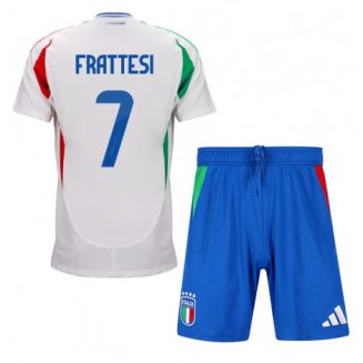 Kids Italië Davide Frattesi #7 Uitshirt EK 2024 Voetbalshirts Korte Mouw (+ Korte broeken)