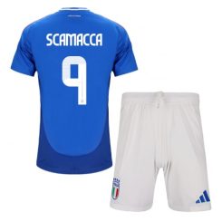 Kids Italië Gianluca Scamacca #9 Thuisshirt EK 2024 Voetbalshirts Korte Mouw (+ Korte broeken)