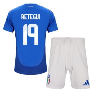 Kids Italië Mateo Retegui #19 Thuisshirt EK 2024 Voetbalshirts Korte Mouw (+ Korte broeken)