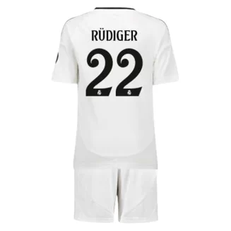 Kids Real Madrid Antonio Rudiger #22 Thuisshirt 2024-2025 Korte Mouw (+ Korte broeken)