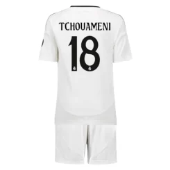 Kids Real Madrid Aurelien Tchouameni #18 Thuisshirt 2024-2025 Korte Mouw (+ Korte broeken)