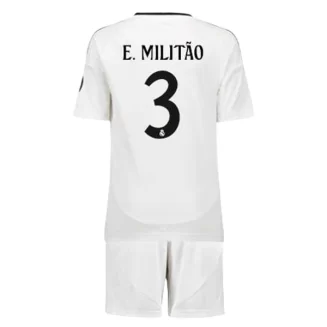 Kids Real Madrid Eder Militao #3 Thuisshirt 2024-2025 Korte Mouw (+ Korte broeken)