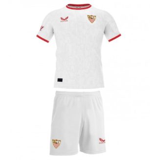 Kids Sevilla FC Thuisshirt 2024-2025 Voetbalshirts Korte Mouw (+ Korte broeken)