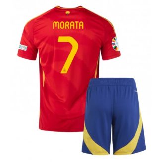 Kids Spanje Alvaro Morata #7 Thuisshirt EK 2024 Voetbalshirts Korte Mouw (+ Korte broeken)