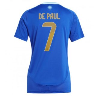 Kopen Dames Argentinië Rodrigo de Paul #7 Uitshirt Copa América 2024 Korte Mouw