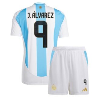 Kopen Kids Argentinië Julian Alvarez #9 Thuisshirt Copa América 2024 Korte Mouw (+ Korte broeken)