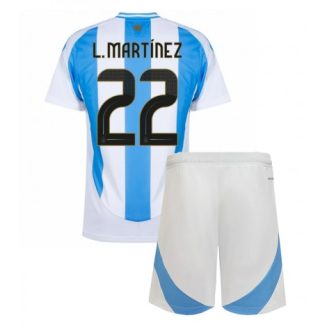 Kopen Kids Argentinië Lautaro Martínez #22 Thuisshirt Copa América 2024 Korte Mouw (+ Korte broeken)