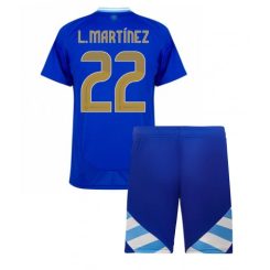 Kopen Kids Argentinië Lautaro Martínez #22 Uitshirt Copa América 2024 Korte Mouw (+ Korte broeken)