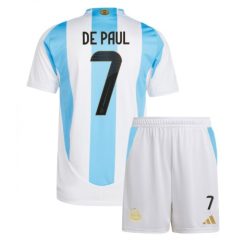 Kopen Kids Argentinië Rodrigo de Paul #7 Thuisshirt Copa América 2024 Korte Mouw (+ Korte broeken)