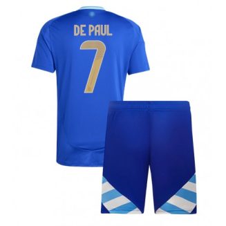 Kopen Kids Argentinië Rodrigo de Paul #7 Uitshirt Copa América 2024 Korte Mouw (+ Korte broeken)