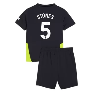 Kopen Kids Manchester City John Stones #5 Uitshirt 2024-2025 Korte Mouw (+ Korte broeken)