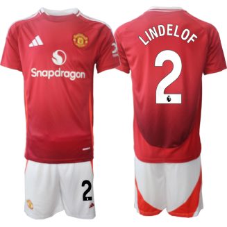 Kopen Manchester United Victor Lindelof #2 Thuisshirt 2024-2025 Korte Mouw (+ Korte broeken)