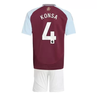 Kids Aston Villa Ezri Konsa #4 Thuisshirt 2024-2025 Korte Mouw (+ Korte broeken) voordelig online kopen