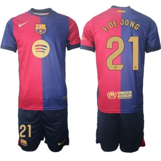 Kopen FC Barcelona Frenkie de Jong #21 Thuisshirt 2024-2025 Korte Mouw (+ Korte broeken)