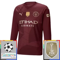 Kopen Manchester City Derde Shirt 2024-2025 Lange Mouwen Voetbaltenue Patch