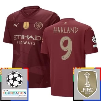 Kopen Manchester City Erling Haaland #9 Derde Shirt 2024-2025 Korte Mouw Voetbaltenue Patch