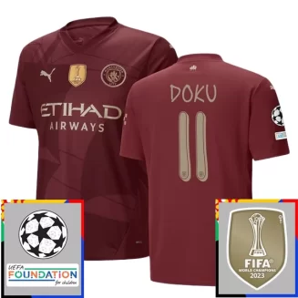 Kopen Manchester City Jeremy Doku #11 Derde Shirt 2024-2025 Korte Mouw Voetbaltenue Patch