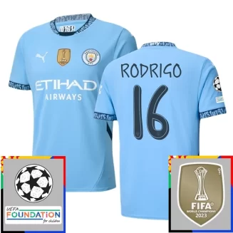 Kopen Manchester City Rodrigo #16 Thuisshirt 2024-2025 Korte Mouw Voetbaltenue Patch