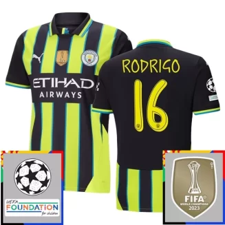 Kopen Manchester City Rodrigo #16 Uitshirt 2024-2025 Korte Mouw Voetbaltenue Patch