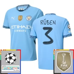 Kopen Manchester City Rúben Dias #3 Thuisshirt 2024-2025 Korte Mouw Voetbaltenue Patch