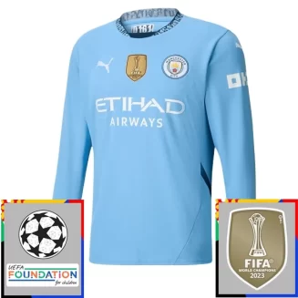 Kopen Manchester City Thuisshirt 2024-2025 Lange Mouwen Voetbaltenue Patch