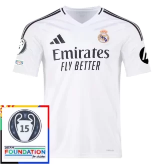 Real Madrid Thuisshirt 2024-2025 korte mouw De 15e UEFA Champions League Patch