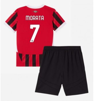 Kinderen AC Milan Thuisshirt 2024-2025 Alvaro Morata #7 Korte Mouw (+ Korte broeken) online kopen