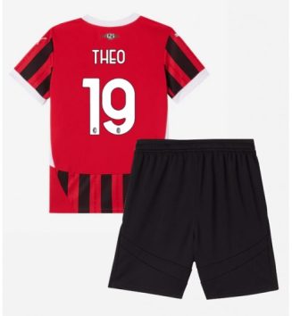 Kinderen AC Milan Thuisshirt 2024-2025 Theo Hernandez #19 Korte Mouw (+ Korte broeken) online kopen