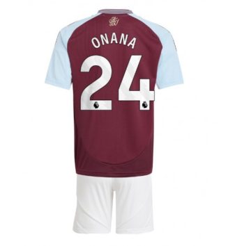 Kinderen Aston Villa Thuisshirt 2024-2025 Amadou Onana #24 Korte Mouw (+ Korte broeken) Kopen