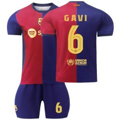 Kinderen Barcelona Gavi #6 Thuisshirt 2024-2025 Voetbalshirts Korte Mouw (+ Korte broeken) voordelig online kopen