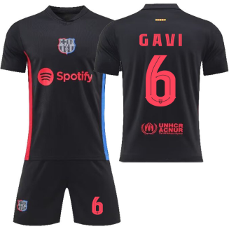 Kinderen Barcelona Gavi #6 Uitshirt 2024-2025 Voetbalshirts Korte Mouw (+ Korte broeken) voordelig online kopen