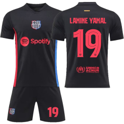 Kinderen Barcelona Lamine Yamal #19 Uitshirt 2024-2025 Voetbalshirts Korte Mouw (+ Korte broeken) voordelig online kopen