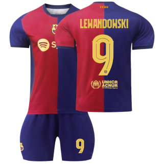 Kinderen Barcelona Robert Lewandowski #9 Thuisshirt 2024-2025 Voetbalshirts Korte Mouw (+ Korte broeken) voordelig online kopen