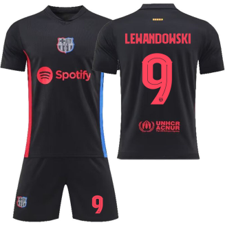 Kinderen Barcelona Robert Lewandowski #9 Uitshirt 2024-2025 Voetbalshirts Korte Mouw (+ Korte broeken) voordelig online kopen