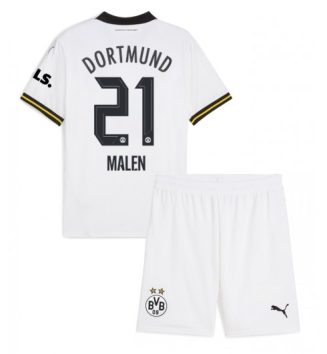 Kinderen Borussia Dortmund Derde Shirt 2024-2025 Donyell Malen #21 Voetbalshirts Korte Mouw (+ Korte broeken) online kopen