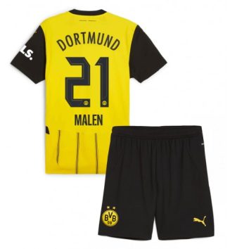 Kinderen Borussia Dortmund Thuisshirt 2024-2025 Donyell Malen #21 Voetbalshirts Korte Mouw (+ Korte broeken) online kopen