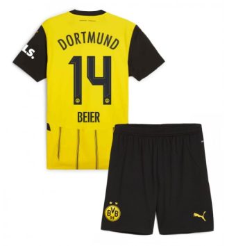 Kinderen Borussia Dortmund Thuisshirt 2024-2025 Maximilian Beier #14 Voetbalshirts Korte Mouw (+ Korte broeken) online kopen