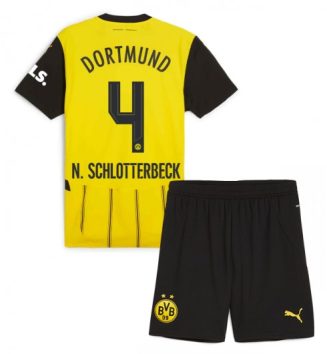 Kinderen Borussia Dortmund Thuisshirt 2024-2025 Nico Schlotterbeck #4 Voetbalshirts Korte Mouw (+ Korte broeken) online kopen