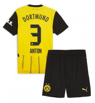 Kinderen Borussia Dortmund Thuisshirt 2024-2025 Waldemar Anton #3 Voetbalshirts Korte Mouw (+ Korte broeken) online kopen