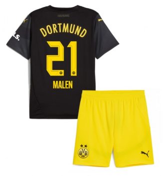 Kinderen Borussia Dortmund Uitshirt 2024-2025 Donyell Malen #21 Voetbalshirts Korte Mouw (+ Korte broeken) online kopen