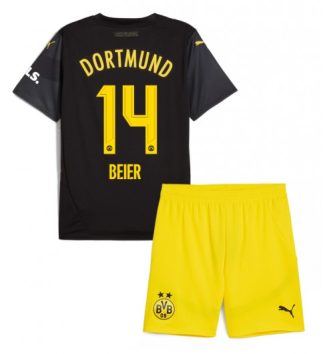 Kinderen Borussia Dortmund Uitshirt 2024-2025 Maximilian Beier #14 Voetbalshirts Korte Mouw (+ Korte broeken) online kopen